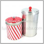 Tall Round Tea, Coffee Tin Can Container with Plastic Knob