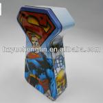 Irregular tin metal box Superman Shape Candy Can
