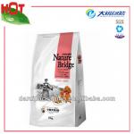 Flat bottom plastic pet food bag with top resealable zipper