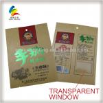 China kraft paper packaging bag with transparent window,using hot stamping for food packaging