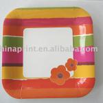 Square or Round Colorful Printed Paper Plate Dish Tray