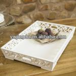 white carved painting shining wooden fruit tray