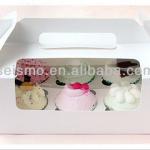 White cardboard cupcake paper box with pvc window
