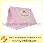 flat bottom pink paper bag with OEM design for cup cake set packing