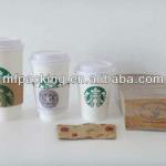 12 /16/20 OZ Starbucks Disposable Coffee Paper Cup with Lid and Sleeve