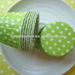 Green Polka Dots Pleated Baking Cups