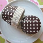 brown with white polka dot cupcake case