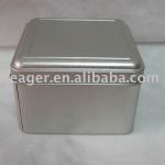 square tin box, tea can