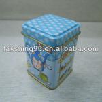 small square tea tin box