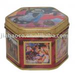 octangular shape tea tin box CMYK printing