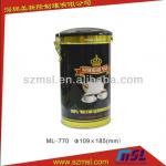 Round Airtight Coffee Canister with Metal Clip/Plastic Lid Set