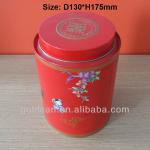round tin tea canister, tin can, tin can box