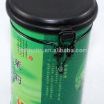 airtight round tea tin with plastic lid