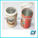 Tall round airtight tin can with pastic lid