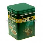 square airtight lid with metal clip coffee tin box