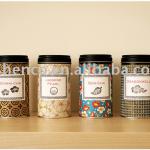 round printed tea tins