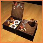 Luxury brown tea set packaging boxes with matt lamination