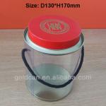 clear plastic tea tin box with rope handle