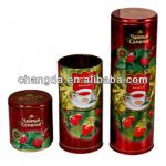New Design Round Three Pieces Metal Coffee Tea Can With Perfect Printing CD-020