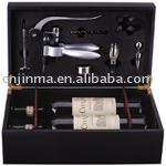 two bottles black wooden wine box