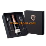 bottle and glasses packing black paper wine box