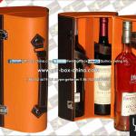 Leather wine packaging box for 3 bottles