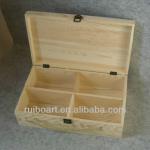 pine wooden tea box with 4 compartments