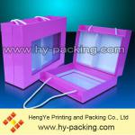 wine bottle gift box with PVC window/comartment box with handle