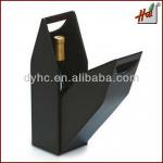 Classic black cardboard wine gift box with carry handle HCCW1020