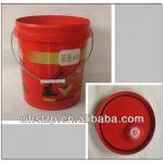 plastic bucket with handle and red lid