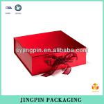 red luxury foldable rigid box with ribbon