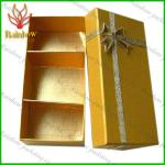 high quality whiteboard gift box with gold stamping and a flower tie