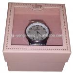 Elegant paper watch box with window .