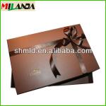 Matt Brown Ribbon Gift Box with Gold Stamping
