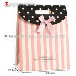 The pink and white stripes folder promotion paper gift bag