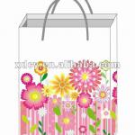 European Style Flower Design Everyday Paper Gift Bag With Ribbon Handles