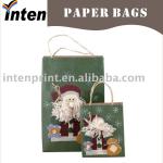 kraft paper christmas paper gift bag with twristed paper handle
