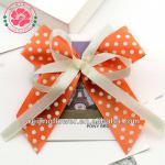 366-33 Handmade White Dots Printing Satin Ribbon Bow for hair accessories