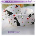 Christmas Polyester Grosgrain Cat Printed Ribbon