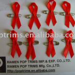 Red AIDS Ribbon bow with safety pin