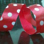 Slit edge single face dots printed satin ribbon