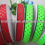 Colorful gold dots printed grosgrain ribbon