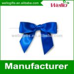 Royal blue pre-tied satin ribbon bow with elastic loop
