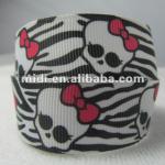 Best seller 100% polyester halloween zebra grosgrain skull ribbon