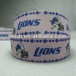 Promotion 100% polyester cheap helmet lions sports grosgrain ribbon