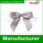 Silver handmade satin ribbon bow fore wine bottle