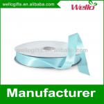 5/8 inch light blue China wholesale high quality double face box wrap decorative polyester satin ribbon