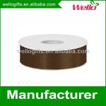 1 inch brown China wholesale high quality single face box packaging decorative polyester satin ribbon