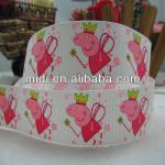 Wholesale 100%polyester Peppa pig printed grosgrain ribbon