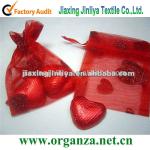 Valentine's Dayrganza bag pouch with glitter heartschocolate hearts covered in red foil